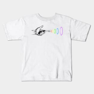 Hand shooting rainbow beams Kids T-Shirt